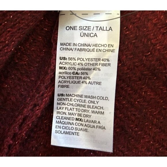 Chico’s Wild Poppy Cowl Neck Fringe Poncho Women's One Size Red Holiday Festive - Picture 9 of 9